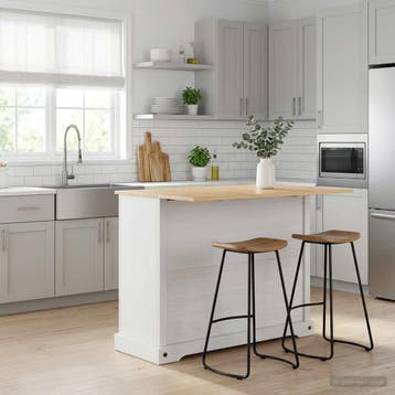 vidaXL Keuken eiland set 2 st Wit en Honingwas 112 x 70 x, Huis en Inrichting, Verzenden, Nieuw