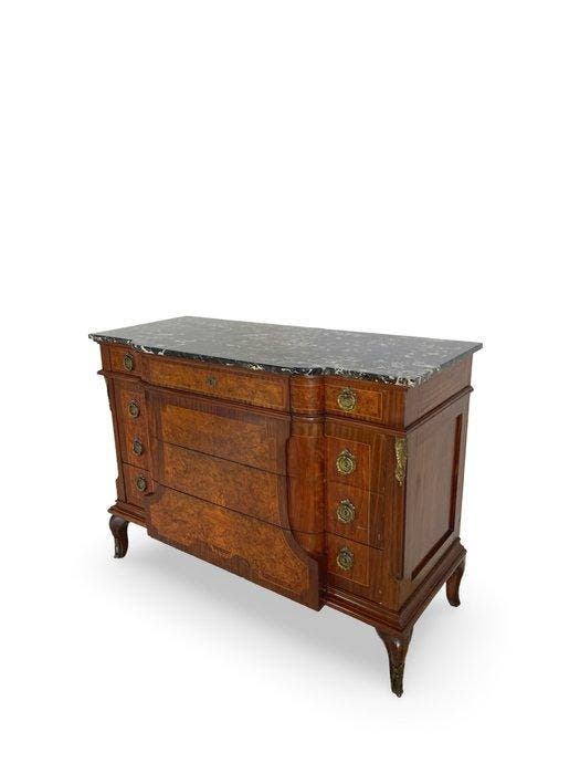 Commode - Noyer, Bois, Laiton, Marbre, Acajou, Antiek en Kunst, Antiek | Overige Antiek