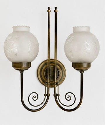 Barcas - Lampe murale - Laiton doré, Opaline - applique