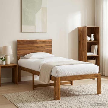 vidaXL Eenpersoonsbed met hoofdbord ROSTOCK Naturel 100 x, Huis en Inrichting, Verzenden, Nieuw