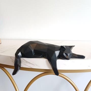 sculptuur, Chat couché - 16 cm - Hars
