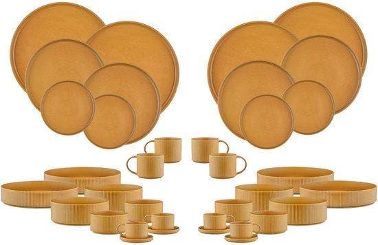 2dekans | SCANDI Compleet Servies - 36 stuks - Oker, Maison & Meubles, Cuisine | Vaisselle, Enlèvement ou Envoi
