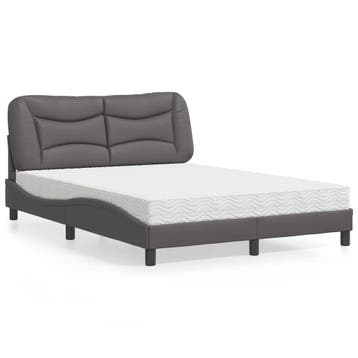 vidaXL Bed met matras Hvar kunstleer grijs 120x200 cm, Verzenden, Nieuw