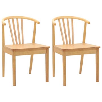 Set 2x Massief Rubberhouten stoelen | Tweede kansje, Huis en Inrichting, Twee, Overige kleuren, Verzenden, Vintage