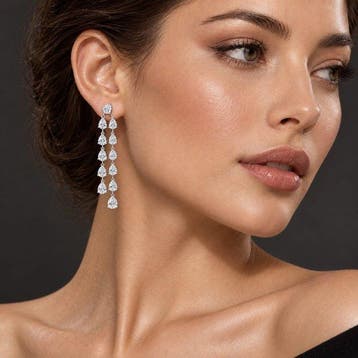 Oorbellen - 18 karaat Witgoud - 3.61ct. tw. Diamant, Nieuw