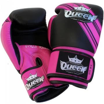 Queen BGQ Vixen 1 Kickboks Bokshandschoenen Leer Zwart Roze, Verzenden, Nieuw, Bokshandschoenen