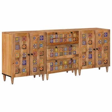 vidaXL Dressoir 3 st 60 x 33,5 x 75 cm Massief Mango Hout, Verzenden, Nieuw