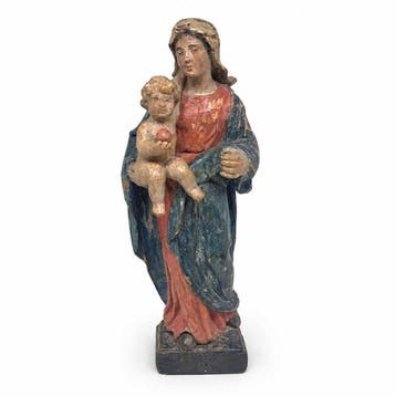 sculptuur, Our Lady with the baby Jesus - 30 cm - Hout