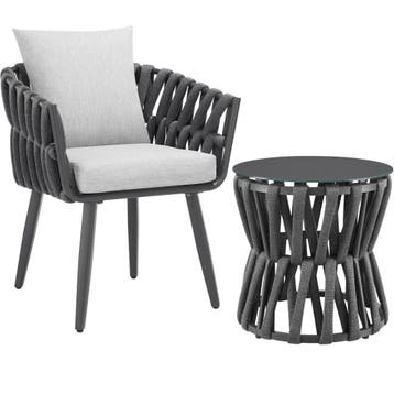 tectake Set Lugano in touwdesign, aluminium frame, schroefpo, Verzenden, Nieuw