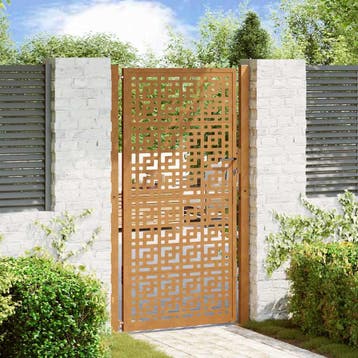 vidaXL Poort met kruisontwerp 100x200 cm weervast staal, Verzenden, Nieuw