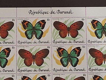 Burundi 1984 - N° 926/927 Papillons 65 Fr. Liés en paire, Gestempeld