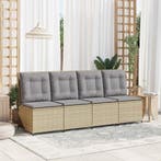 vidaXL Tuin Sofa met kussen Beige en Grijs poly rattan, Verzenden, Nieuw