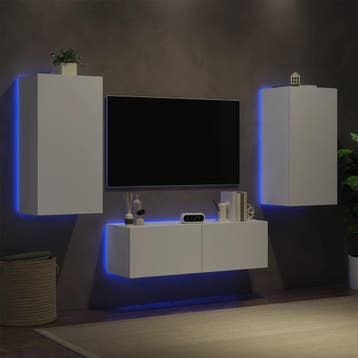 vidaXL 3-delige tv-wandmeubelset met LED-verlichting wit, Verzenden, Nieuw