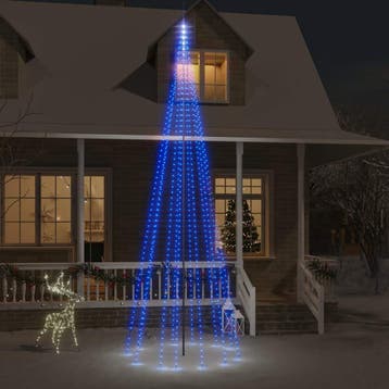 vidaXL Vlaggenmast kerstboom 732 LEDs blauw 500 cm, Verzenden