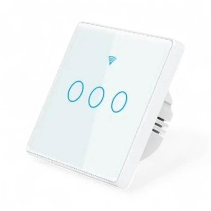 Smart WiFi Touch Lichtschakelaar Wit 3-knoppen, Huis en Inrichting, Woonaccessoires | Overige, Nieuw, Verzenden