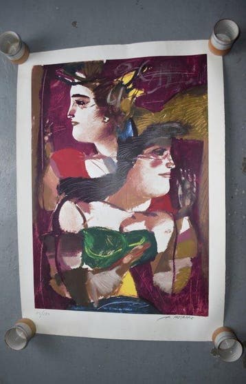 Dimitris Mytaras (1934-2017) - Due donne. Grande serigrafia.