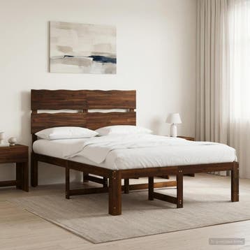 vidaXL Tweepersoonsbed met hoofdbord ROSTOCK Donkerbruin 140, Huis en Inrichting, Slaapkamer | Bedden, Verzenden, Nieuw