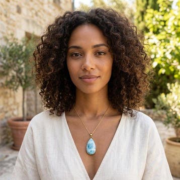 Premium - Hanger van natuurlijke larimar en goud Sieraden -