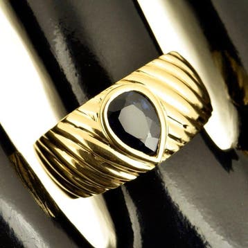 Ring - 18 karaat Geel goud Saffier, Nieuw