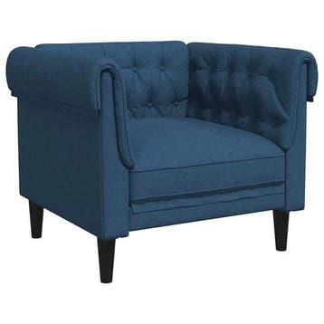 Blauwe Chesterfield Fauteuil | Retour Deal | 47% korting nu, Huis en Inrichting, Fauteuils, Verzenden, Zo goed als nieuw, Stof