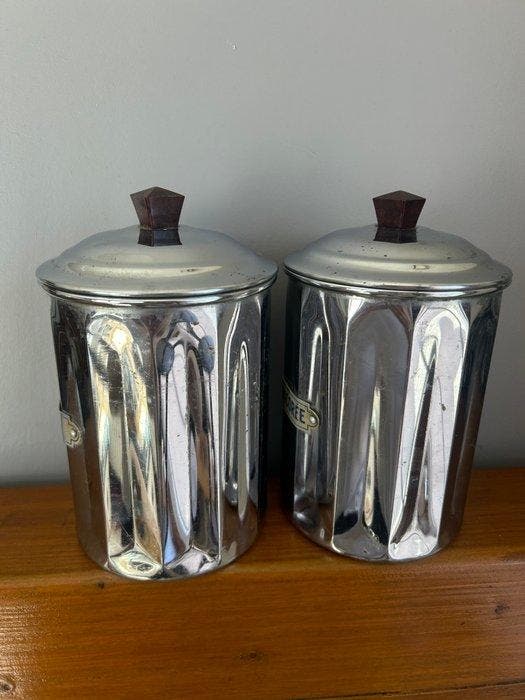 Kruidendoos (2) - Gechromeerd koper - Bewaarpotten, Antiquités & Art, Antiquités | Ustensiles de cuisine