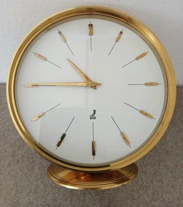 Horloge de bureau - Jaz Moderne du milieu de siècle Laiton -