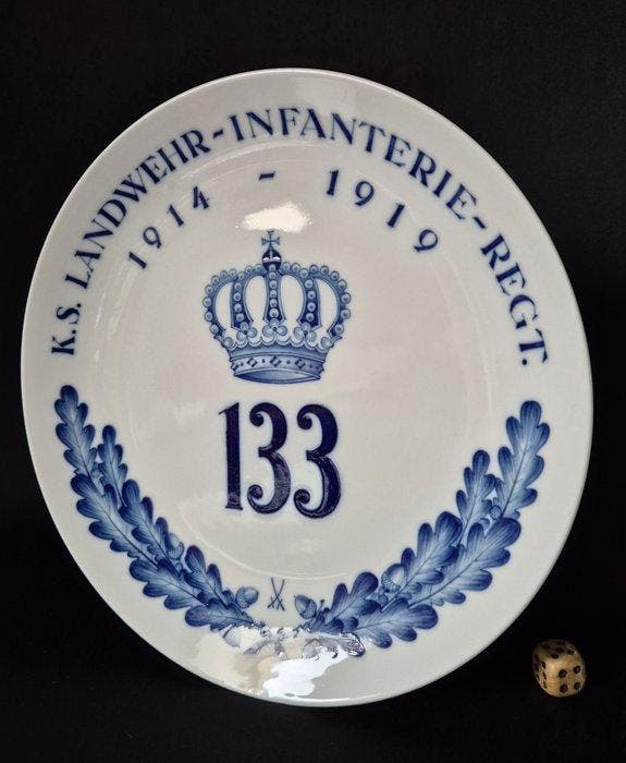 Meissen - ca. 1920 - Bord - Porselein - Regementsbord LIR, Antiek en Kunst, Antiek | Glaswerk en Kristal