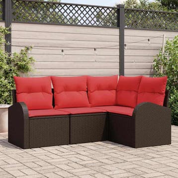 vidaXL Tuinbank Set Bruin poly rattan, Verzenden, Nieuw