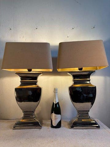 Tafellamp (2) - Metaal, Chroom - XXL Castle lamp