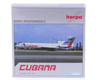 Schaal 1:500 Herpa 513494 Cubana Tupolev TU-154 Reg. CU-T..., Ophalen of Verzenden