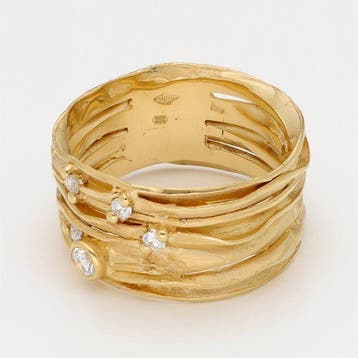 Bague - 18 carats Or jaune Diamant (Naturelle), Handtassen en Accessoires, Ringen, Nieuw