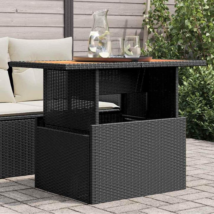 vidaXL Tuintafel 100x55x73 cm poly rattan en acaciahout, Tuin en Terras, Tuintafels, Nieuw, Verzenden