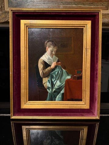 Louis Lampe (1840- na 1898) - The seamstress