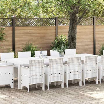 vidaXL Tuin Eettafel Set 13 st Wit en Lichtgrijs Poly riet, Verzenden, Nieuw