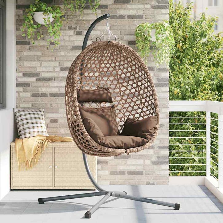 vidaXL Hangende ei-stoel Koffiebruin 104 x 100 x 191 cm poly, Jardin & Terrasse, Jardin & Terrasse Autre, Envoi