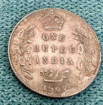 Brits India. Edward VII. 1 Rupee 1907 (Zonder minimumprijs)