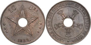 10 Centimes 1889 Belgisch-kongo Leopold Ii 1865-1909, Verzenden, België