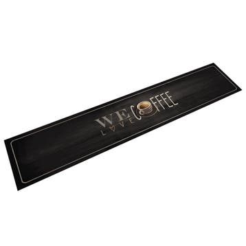 vidaXL Keukenmat wasbaar koffietekst 60x300 cm fluweel, Verzenden, Nieuw