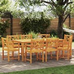 vidaXL Tuin Eettafel Set 9 pcs Bruin Massief Acacia Hout, Verzenden