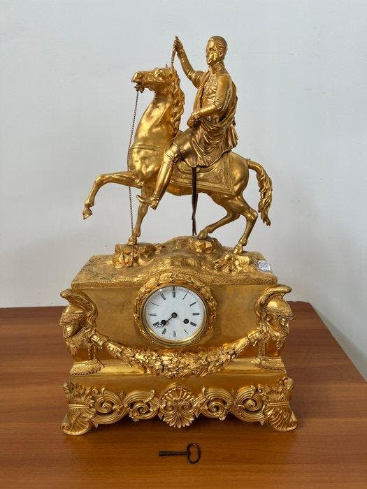 Figurale pendule - Brons, Messing - 1800-1850, Antiquités & Art, Antiquités | Horloges