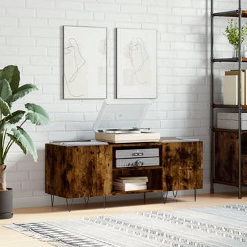 vidaXL Platenkast 121x38x48 cm bewerkt hout gerookt, Huis en Inrichting, Woonaccessoires | Cd- en Dvd-rekken, Verzenden, Nieuw