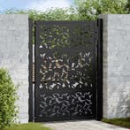 vidaXL Poort met bladontwerp 100x125 cm staal zwart, Tuin en Terras, Verzenden, Nieuw