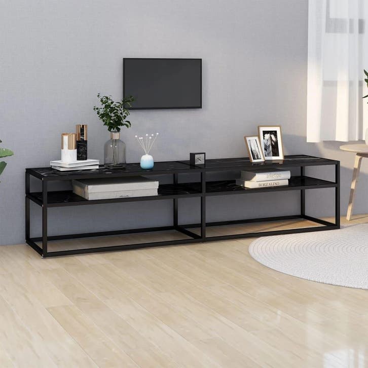 vidaXL Tv-meubel 180x40x40,5 cm gehard glas, Huis en Inrichting, Kasten |Televisiemeubels, Nieuw, Verzenden