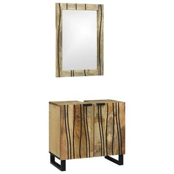 vidaXL Badkamerkast set 2 st Naturel Massief Mango Hout, Verzenden, Nieuw
