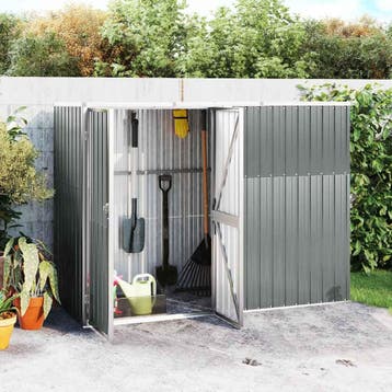 vidaXL Tuinschuur 225x89x161 cm gegalvaniseerd staal grijs, Tuin en Terras, Verzenden, Nieuw