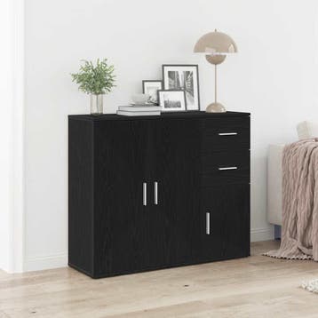 vidaXL Dressoir zwart eiken 91x29,5x75 cm bewerkt hout, Verzenden