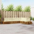 vidaXL Buiten bank set met kussen 6 Stuk Natuurlijk en Crème, Verzenden