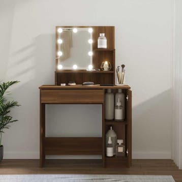 vidaXL Kaptafel met LED-verlichting 86,5x35x136 cm bruin, Verzenden, Nieuw