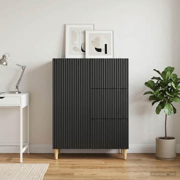 vidaXL Dressoir met lade Zwart 66 x 34,5 x 90 cm Bewerkt, Huis en Inrichting, Kasten | Dressoirs, Verzenden, Nieuw