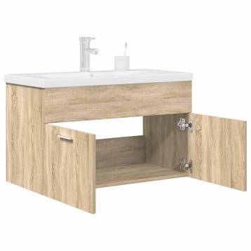 vidaXL Wastafelmeubel met inbouwwastafel en kraan Sonoma, Verzenden, Nieuw